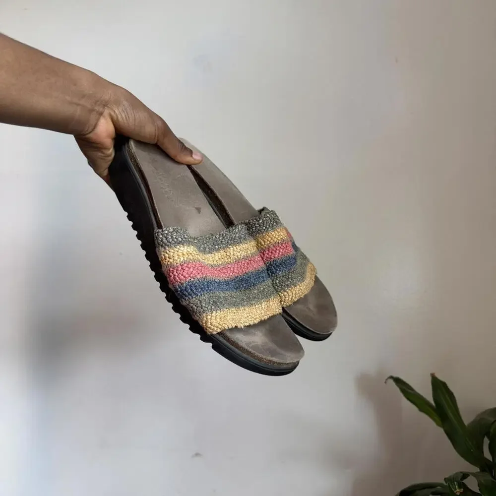 Vintage boho multi-coloured chunky platform basket weaves sandals